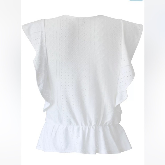 BCBGeneration White Surplice Ruffle Sleeve Top, XS - Picture 3 of 12